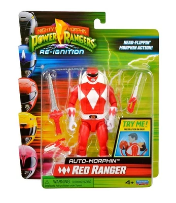 Power Rangers Actionfigur Auto-Morphin Red Ranger 12 cm Flip Head NEU OVP