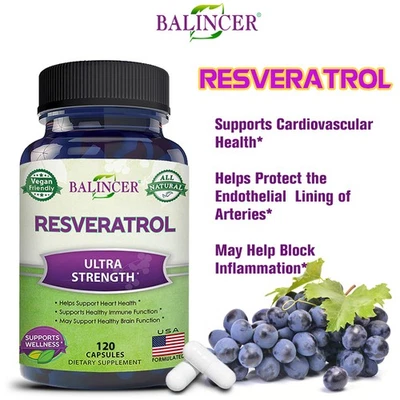 BALLENZANGE Resveratrol 1000mg 120 Kapsel Antioxidans Herz Gesundheit Energie Gesunde Gehirn