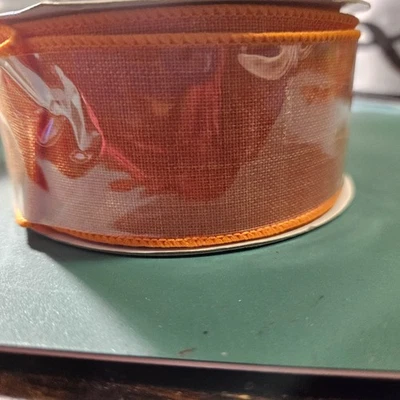 1 Roll RG Ribbon Orange Wired Ribbon - Image 1 of 3