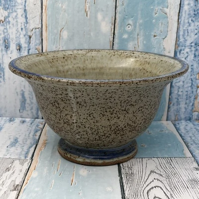 Studio Pottery Bowl/Planter-Grey/Blue Speckled Ash Glaze-11cm High/20cm Diameter - Image 1 of 4