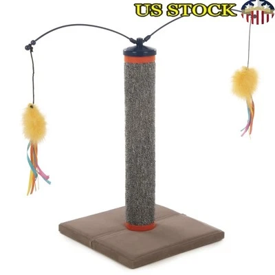 Interactive Cat Scratching Post W/ Spinning Wand & Carpet Scratch Surface New - Image 1 of 4