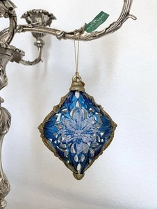 NEU! Neu mit Etikett! KURT ADLER Christbaumschmuck blau gold Glitzer Weihnachtsdeko - Bild 1 von 8