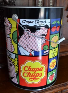 Eimer Blech-Eimer mit Deckel und Henkelgriff Chupa Chups 40 x 32 cm Nostalgie - Bild 1 von 14