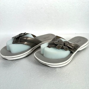 Sandalias chanclas Clarks Cloudsteppers Brinkley Flora para mujer 7 grises sin cordones - Imagen 1 de 11