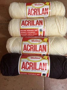 Malina Acrilan 100% Acrílico Worsted Con 4 Capas 4oz Madejas Lote De 4 De Colección Años 70 - Imagen 1 de 6