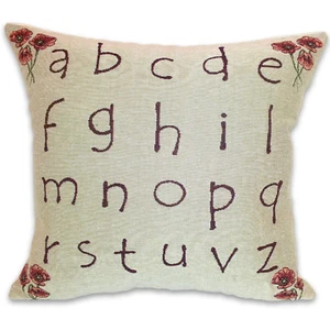Cuscino arredo tessuto JACQUARD LETTERE ALFABETO beige rosso fiori per divano  - Bild 1 von 2