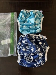 Baby diapers Cloth Pocket Diapers Reusable Washable Nappies Cover sea theme. 2pk - Picture 1 of 6