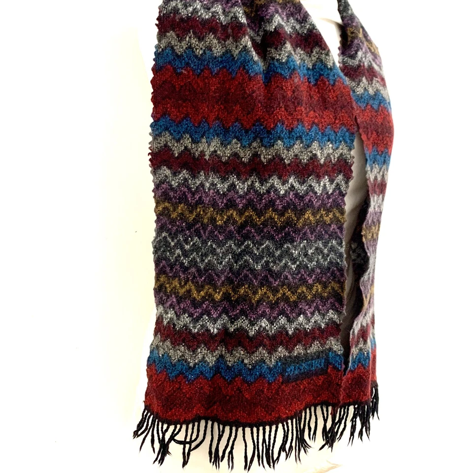 MISSONI RAYAS ROJO RECTANGULAR LANA Mezcla Bufanda 62/11 pulgadas #L Foto 1 de 3