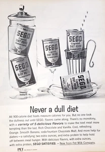PRINT AD SEGO Liquid Diet Food for Weight Control 1962 5 Flavors Pet Milk Co - Picture 1 of 1