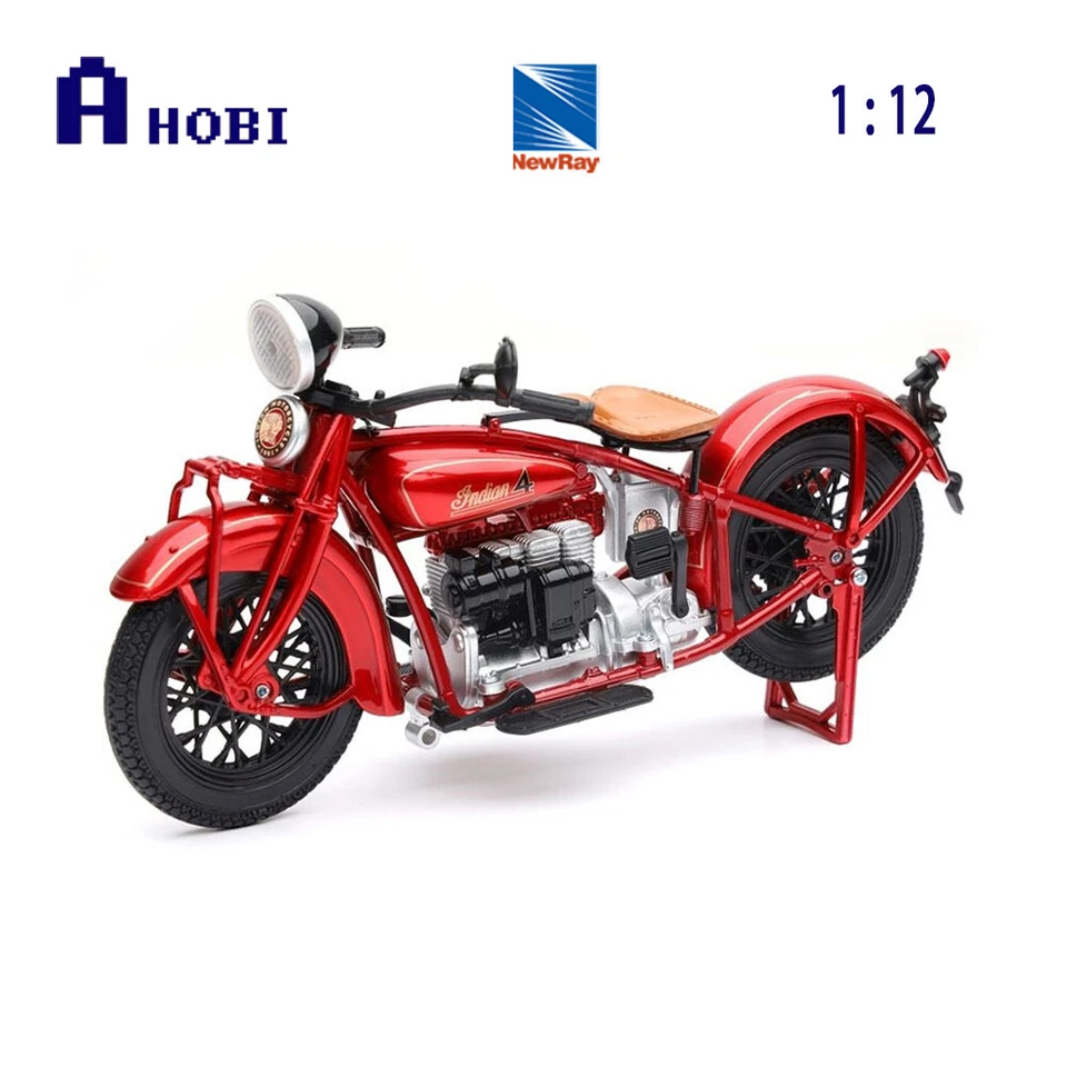 Newray 1:12 Scale 1930 Indian Four Burgundy Motorbike Model Diecast Metal - Image 1 of 2