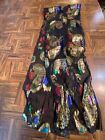 Berkshire 100% Rayon Paisley Multicolor Scarf w/ Gold on Sheer Black 10.5 x 60
