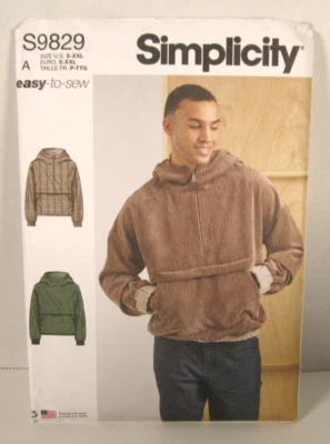 Simplicity 9829 Easy-To-Sew Half-Zip Hoodie Pattern Men's S-XXL Uncut - Image 1 of 2