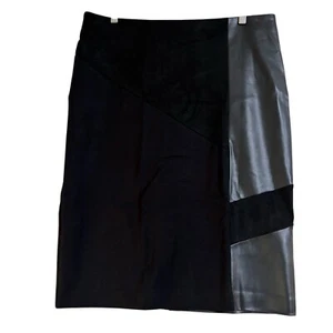 Sara Skirt Plus Size 14 Black A-Line PU Suede Trim Back Slit Zip Close NWT - Picture 1 of 18
