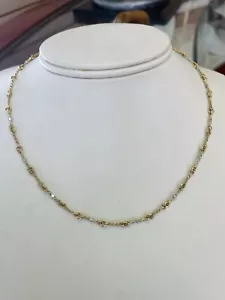 14k Yellow Gold Designer Style Diamond By The Yard 17” Necklace - Picture 1 of 4