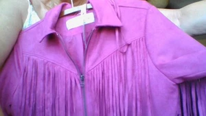 NWT! Western Fushia Fringed Zippered Jacket for cowgirls Size XL (14) Boot Barn - Picture 1 of 19