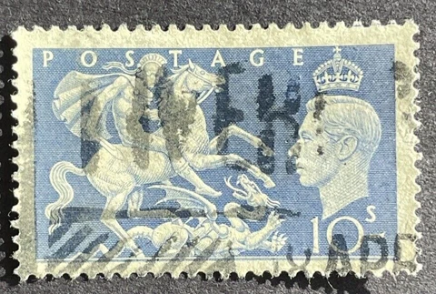 Great Britain 1951 Used Stamp Scott #288, 10sh King George VI Cover