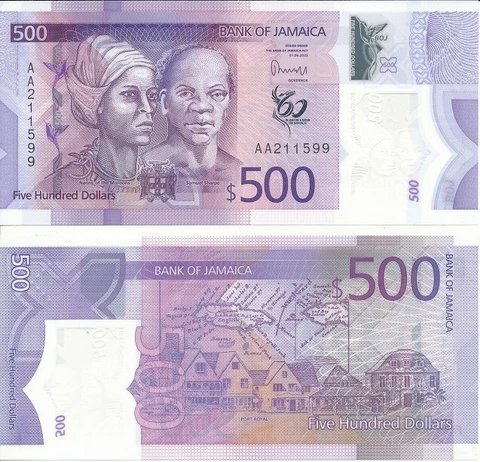 Jamaica - 500 Dollars 2022 ( 2023 ) UNC s. AA Polymer comm. Lemberg-Zp Cover