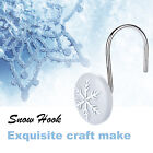 12pcs Snowflake Decorative Shower Curtain Hooks Rings Christmas Bathromm Decor