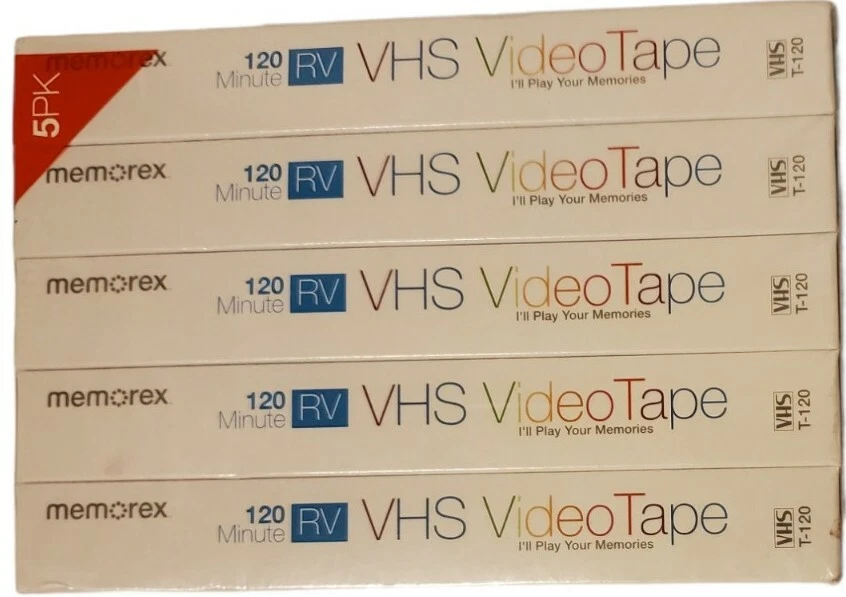 Maxell 3 Memorex 2 Blank Video VHS Tapes T 120 Minutes 5 Five Videos