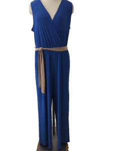 NY brand jumpsuit size XL blue stretch 1 piece top pants romper sleeveless