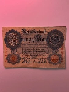 Germany 20 Mark Banknote, 19-02-1914, serial M 8190064 - Picture 1 of 2