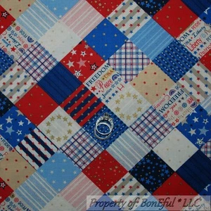 BonEful FABRIC FQ Cotton Quilt Block Square Star VTG American Patchwork Holiday - Picture 1 of 13