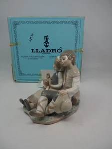 Lladro Figur Made In Spain #1230 Freundschaft Mädchen Junge Welpe 6 Zoll matt Geschwister - Bild 1 von 8