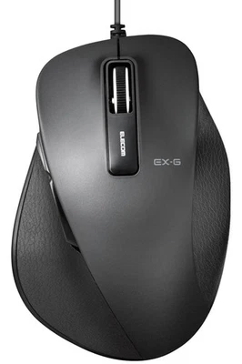 Elecom Mouse Wired LSize Quiet BlueLED Grip Black - Image 1 of 4