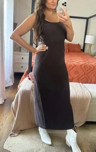 Vintage Laura Ashley Size 8 100% Silk Brown Maxi Dress - Picture 1 of 5