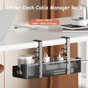 Carbon Steel Cable Management Tray No Drill Desk Wire Organizers - Photo 1/12