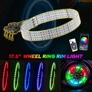 4X Wheel LED Ring Lights RGB+Music Changing Bluetooth APP Super Control Bright - Imagen 1 de 20