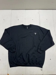 Gildan Solid Black Tesla Logo Pullover Crew Neck Sweat Shirt Mens Size 2XL - Picture 1 of 6