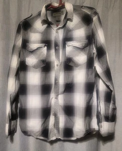 Decree Shirt Men Small Plaid Button Down Long Sleeve Biker Grunge Y2K - Picture 1 of 5