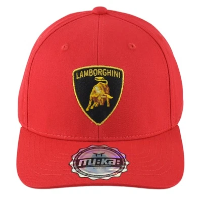 Lamborghini Logo Italian Car Automobile Adjustable Red Men Curved Bill Hat Cap - Image 1 of 4