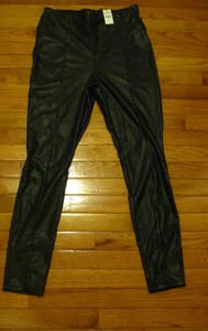 EXPRESS Leggings High Rise Kunstleder schwarz Hose Damen Größe M Beinschlitze - Bild 1 von 9