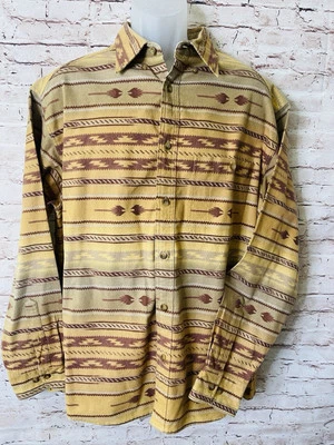 Cabela's Chamois Deerskin Soft Flannel Button Shirt Mens Aztec Southwestern L - Image 1 of 4