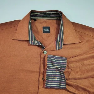 Acorn by Bob Goldfeder Shirt Mens Large Dark Orange Button Up Long Sleeve - Picture 1 of 8