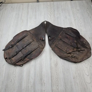 Original 1908 Rock Island Arsenal US Army Cavalry Leather Saddle Bags US - Picture 1 of 18