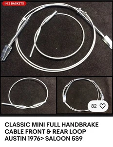 CLASSIC MINI FULL HANDBRAKE CABLE FRONT & REAR LOOP AUSTIN 1976 SALOON 5S9 - Picture 1 of 1