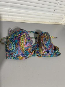 Victoria's Secret Rainbow Paisley Halter Push Up Padded Bikini Swimsuit Top 36D - Picture 1 of 7