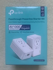 TP-Link AV1000 Gigabit Passthrough Powerline Starter KIT TL-PA7017P 2PK OPEN BOX - Afbeelding 1 van 11