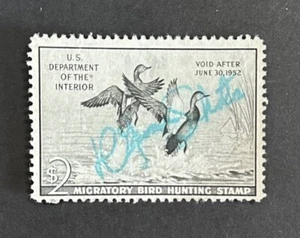 U.S. #RW18 1951-52 $2 Federal Duck Stamp Signed NG NH FREE SHIPPING - Picture 1 of 2