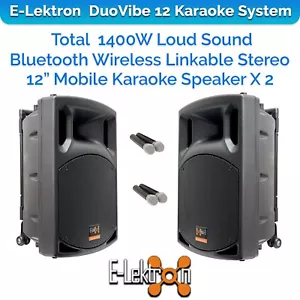 E-Lektron Duevibe 12 1400W TWS Bluetooth Portable Speakers System PA UHF Mics - Picture 1 of 11
