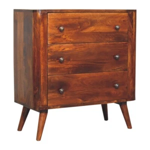 Chest of Drawers Cabinet Storage Mid Century Nordic Retro Style Chestnut Wood - Picture 1 of 8