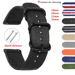 18 mm 20 mm 22 mm 24 mm robust Militär geflochten Nylon Uhrenarmband Schnellverschlussband - Bild 1 von 26
