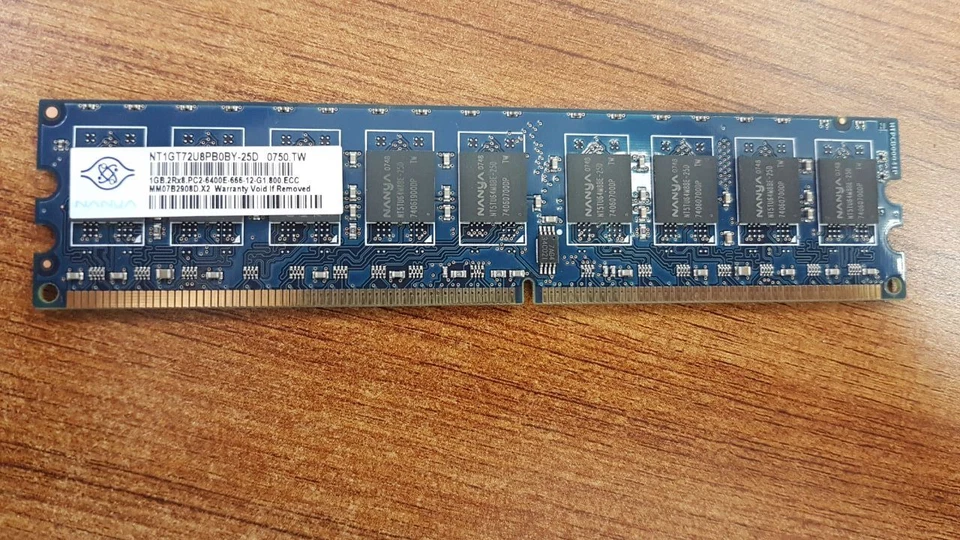 LOT OF 2 PCS. Nanya NT1GT72U8PB0BY-25D 1GB PC2-6400 DDR2-800MHz Dual Rank Memory - Image 1 of 1