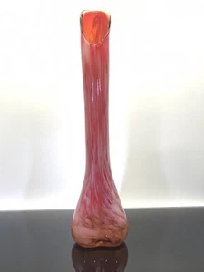 VTG Kelvin’s MCM Red 10.75” Swung Vase Hand Blown Stretch Glass Swirl Japan - Picture 1 of 8