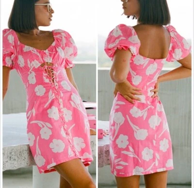 Mini Vestido Sabo Argo en Rosa Blanco Talla S Foto 1 de 4