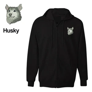 HUSKY DOG ZIPPER HOODIE SWEATSHIRT JACKET TRAINING SHIRT - Picture 1 of 4