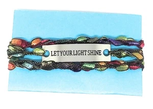 Mensaje Inspirador Palabra Envoltura de Crochet Pulsera Regalo "DEJA QUE TU LUZ BRILLE" - Imagen 1 de 21